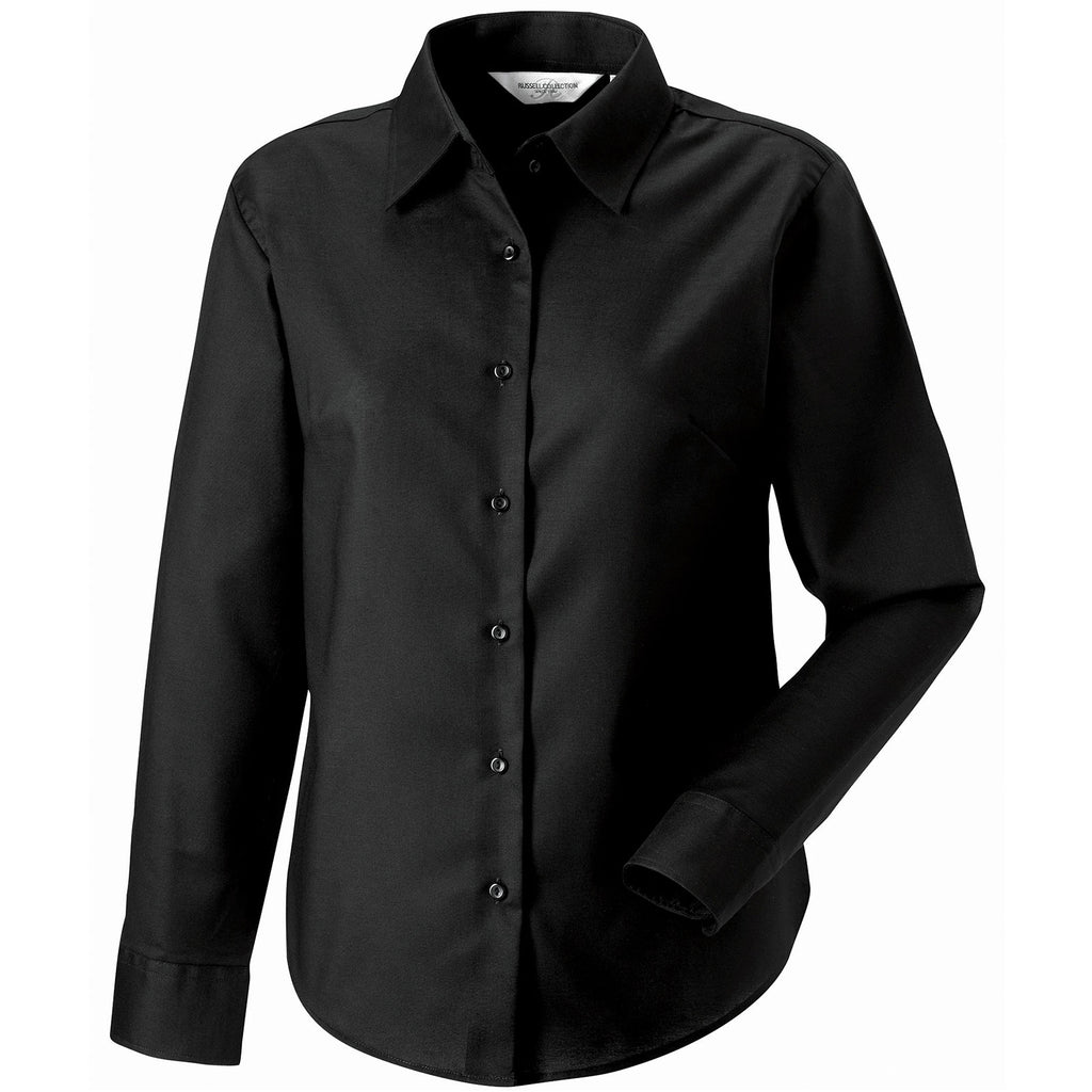 Ladies Women Russell Collection Long Sleeve Cotton Rich Oxford Shirt (S to 6XL)
