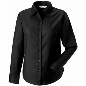 Ladies Women Russell Collection Long Sleeve Cotton Rich Oxford Shirt (S to 6XL)