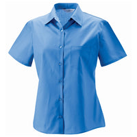 Ladies Women Russell Collection Short Sleeve Polycotton Easycare Poplin Shirt