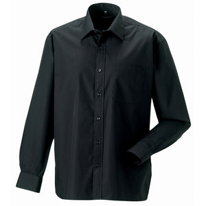Mens Russell Collection Long Sleeve 100% Cotton Easycare Poplin Smart Shirt