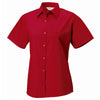 Ladies Women Russell Collection Short Sleeve Pure 100% Cotton Poplin Shirt