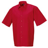 Mens Russell Collection Short Sleeve 100% Cotton Easycare Poplin Smart Shirt