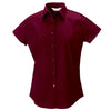 Ladies Women Short Sleeve Easycare Fitted Stretch Cotton Rich Shirt