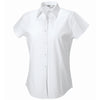 Ladies Women Short Sleeve Easycare Fitted Stretch Cotton Rich Shirt