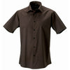 Men Russell Collection Short Sleeve Easycare Fitted Cotton Rich Shirt (S to 5XL)