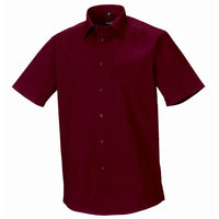 Men Russell Collection Short Sleeve Easycare Fitted Cotton Rich Shirt (S to 5XL)