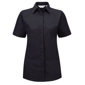 Ladies Women Russell Collection Short Sleeve Ultimate Stretch Cotton Rich Shirt