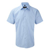 Mens Russell Collection Short Sleeve Herringbone Cotton Rich Tailored Fit Shirt