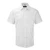 Mens Russell Collection Short Sleeve Herringbone Cotton Rich Tailored Fit Shirt