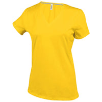 Ladies Women Kariban Short Sleeve 100% Cotton V Neck Plain Colour T Shirt Top