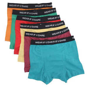 6 x BRITWEAR® Mens 100% Cotton Wear If You Dare Designer Boxer Shorts with Elastic Waist