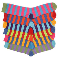 12 x Ladies Women Bright Summer Colour Stripe Striped Ankle Fun Design Socks