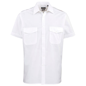Mens Premier Short Sleeve Easy Care Plain Airline Pilot Uniform Flight Shirt