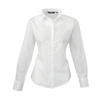 Ladies Women Premier Poplin Long Sleeve Plain Colour Fitted Blouse Shirt