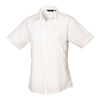 Ladies Women Premier Poplin Short Sleeve Plain Colour Fitted Blouse Shirt