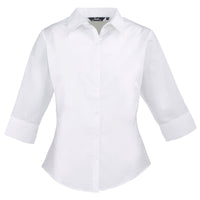 Ladies Women Premier 3/4 Sleeve Poplin Easy Care Fitted Blouse Shirt