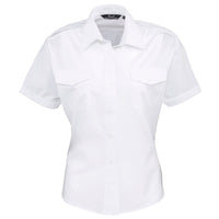 Ladies Women Premier Short Sleeve Pilot Uniform Flight Easycare Blouse Shirt