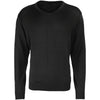 Mens Premier Cotton Rich V Neck Knitted Fine Knit Long Sleeve Sweater Top