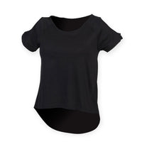 Ladies Women SF Cotton Rich Short Sleeve T Shirt Drop Detail Shoulder Opening