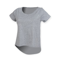 Ladies Women SF Cotton Rich Short Sleeve T Shirt Drop Detail Shoulder Opening