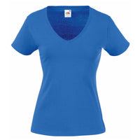 Ladies Women Fruit Loom Value Weight 100% Cotton Short Sleeve V Neck T Shirt Top