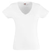 Ladies Women Fruit Loom Value Weight 100% Cotton Short Sleeve V Neck T Shirt Top
