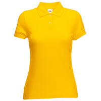 Ladies Women Fruit of the Loom Polyester Cotton Plain Polo Neck Collar Shirt Top