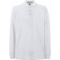 Men Fruit Loom 100% Cotton Plain Premium Polo Neck Collar Long Sleeve Shirt Top