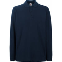 Men Fruit Loom 100% Cotton Plain Premium Polo Neck Collar Long Sleeve Shirt Top