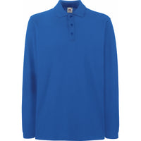 Men Fruit Loom 100% Cotton Plain Premium Polo Neck Collar Long Sleeve Shirt Top