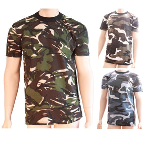 Mens Army Colour Color Camo Combat Style Camouflage Short Sleeve T Shirt Top