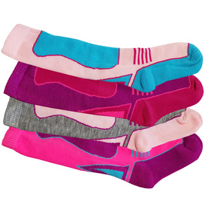 4 x Girls Kid Children Thermal Ski Knee High Warm Wool Blend Socks