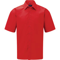 Mens Russell Collection Short Sleeve Polycotton Easycare Poplin Smart Shirt
