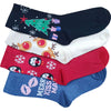 4 x Ladies Women Christmas Xmas Festive Cotton Rich Socks