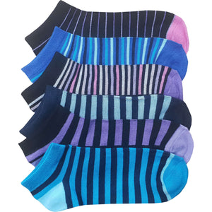 6 x Ladies Women Design Pattern Bamboo Trainer Socks No Show Liner