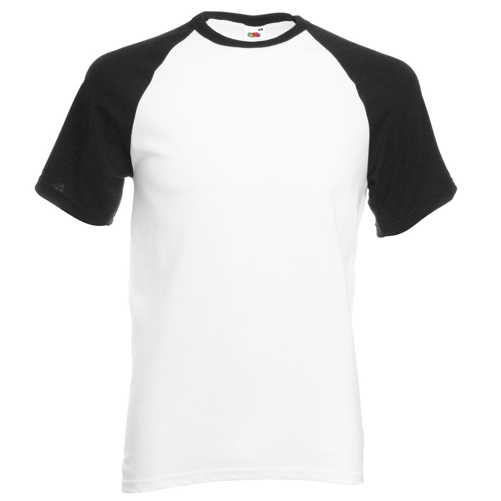 Mens Fruit of the Loom Short Sleeve Baseball Colour 100% Cotton T Shirt Top