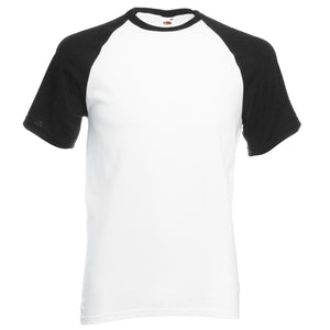 Mens Fruit of the Loom Short Sleeve Baseball Colour 100% Cotton T Shirt Top