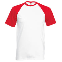 Mens Fruit of the Loom Short Sleeve Baseball Colour 100% Cotton T Shirt Top